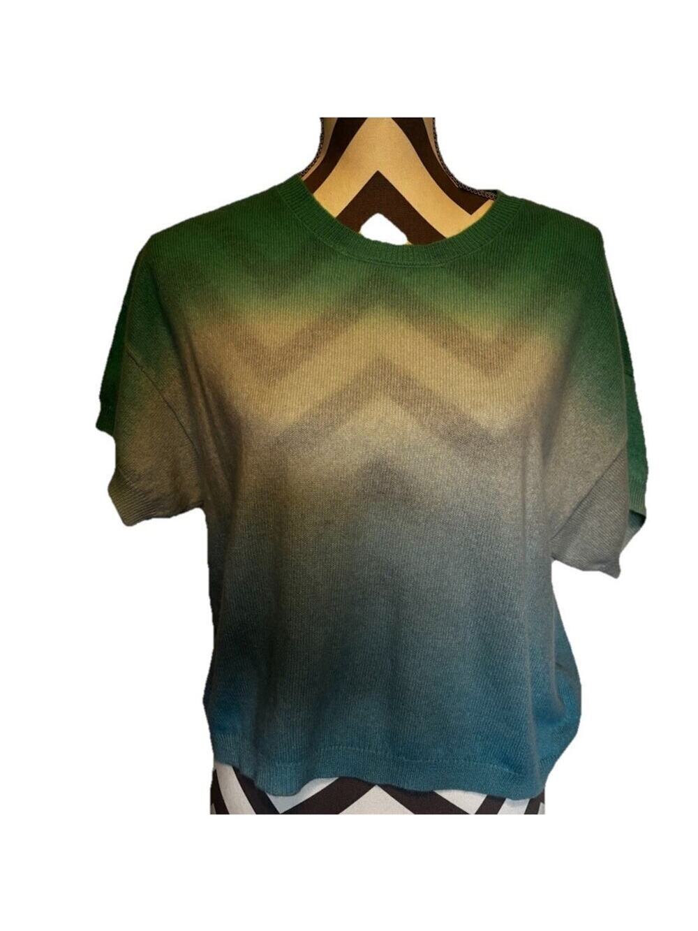 Crush Cashmere Womens Ombré Sweater Pastel Green Blue European Size 1